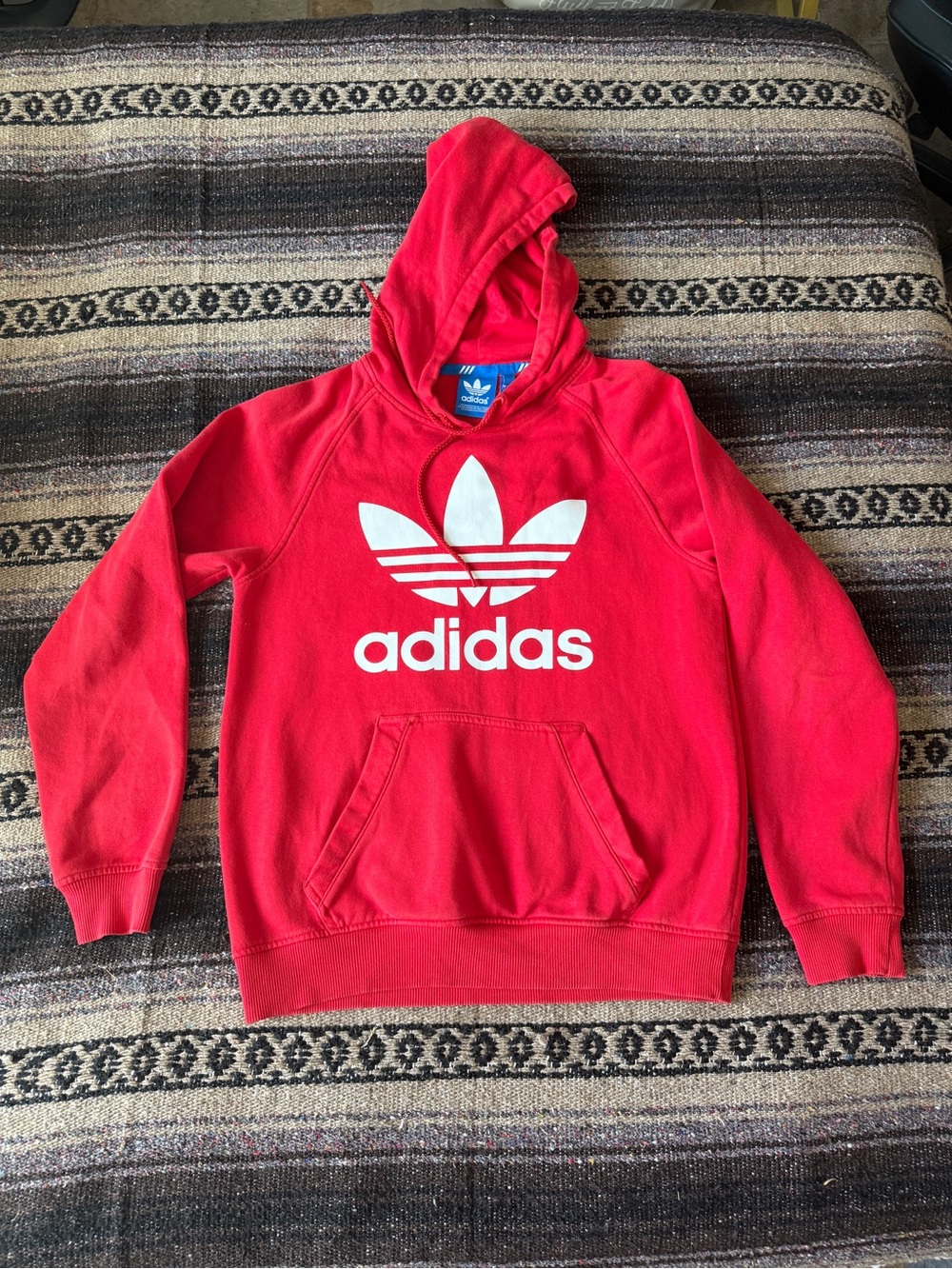 Adidas Red  Hoodie Sweatshirt with White Trefoil Logo/ 3 Stripes